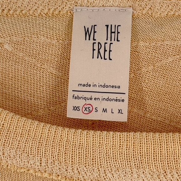 We the Free Size XS Orange Peach Oversized Distressed Balloon Sleeve Hi-Low Top - Picture 2 of 4